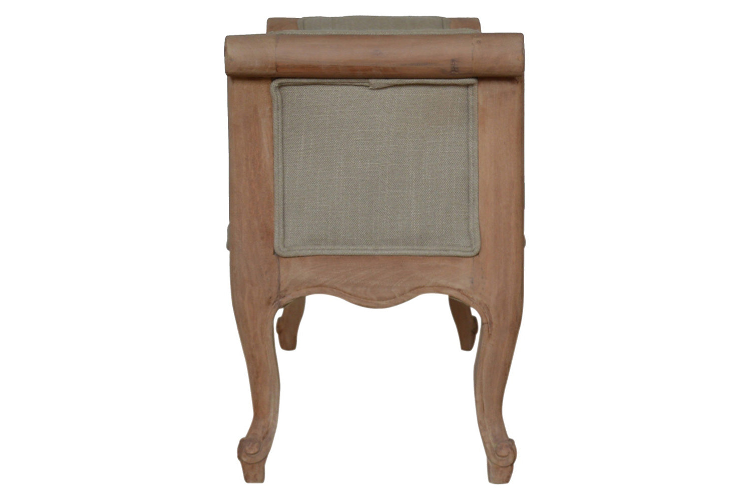 Artisan - Carved French Style Bench in Mud, Linen
