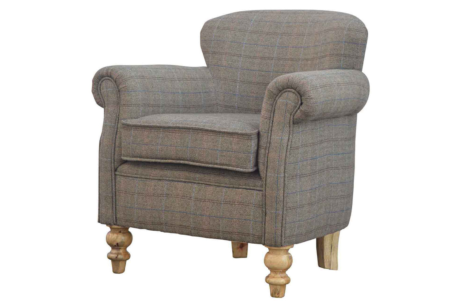 Artisan - Multi Tweed Armchair with Turned Feet