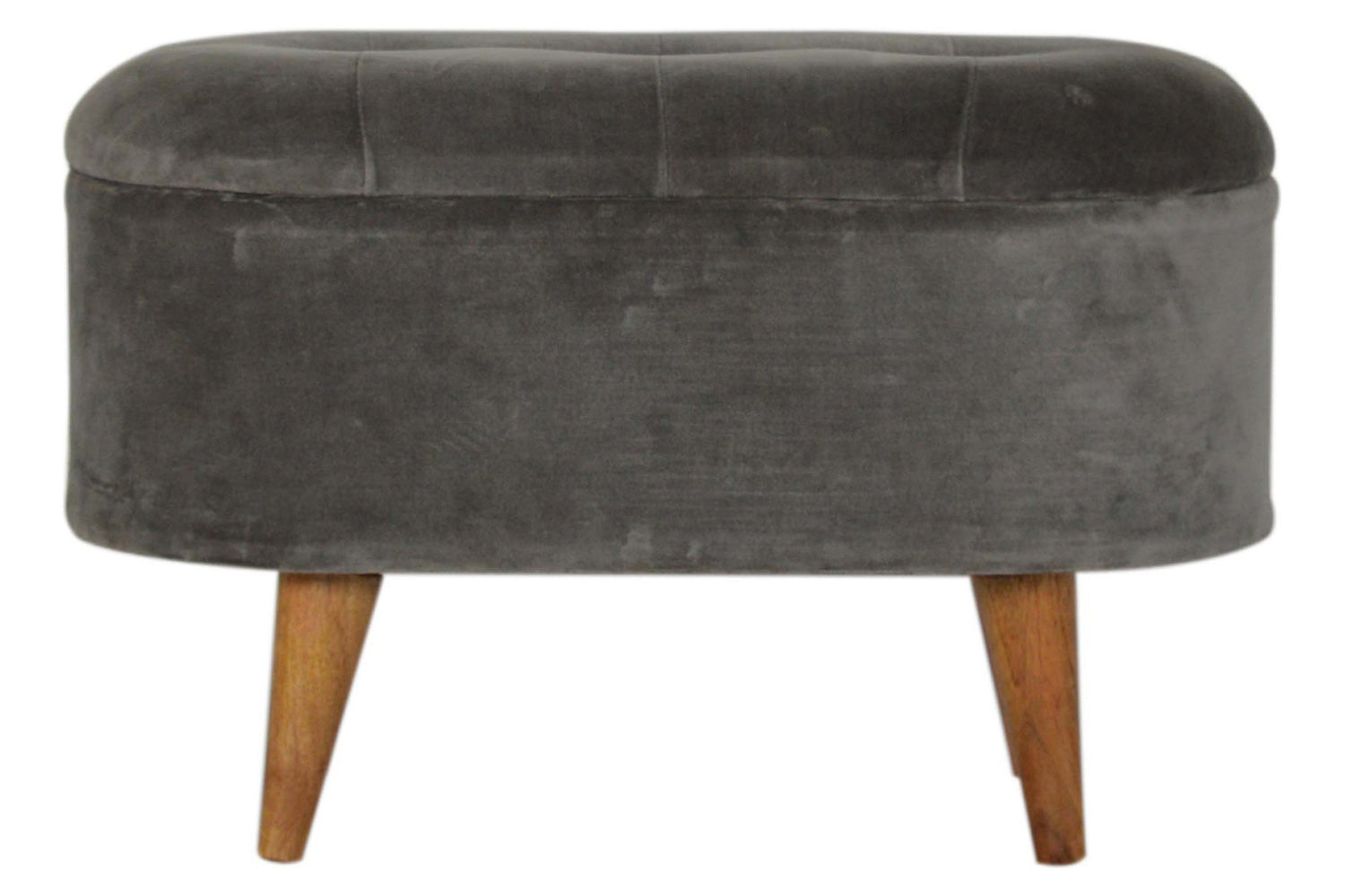 Artisan - Velvet Storage Footstool in Oblong Gray