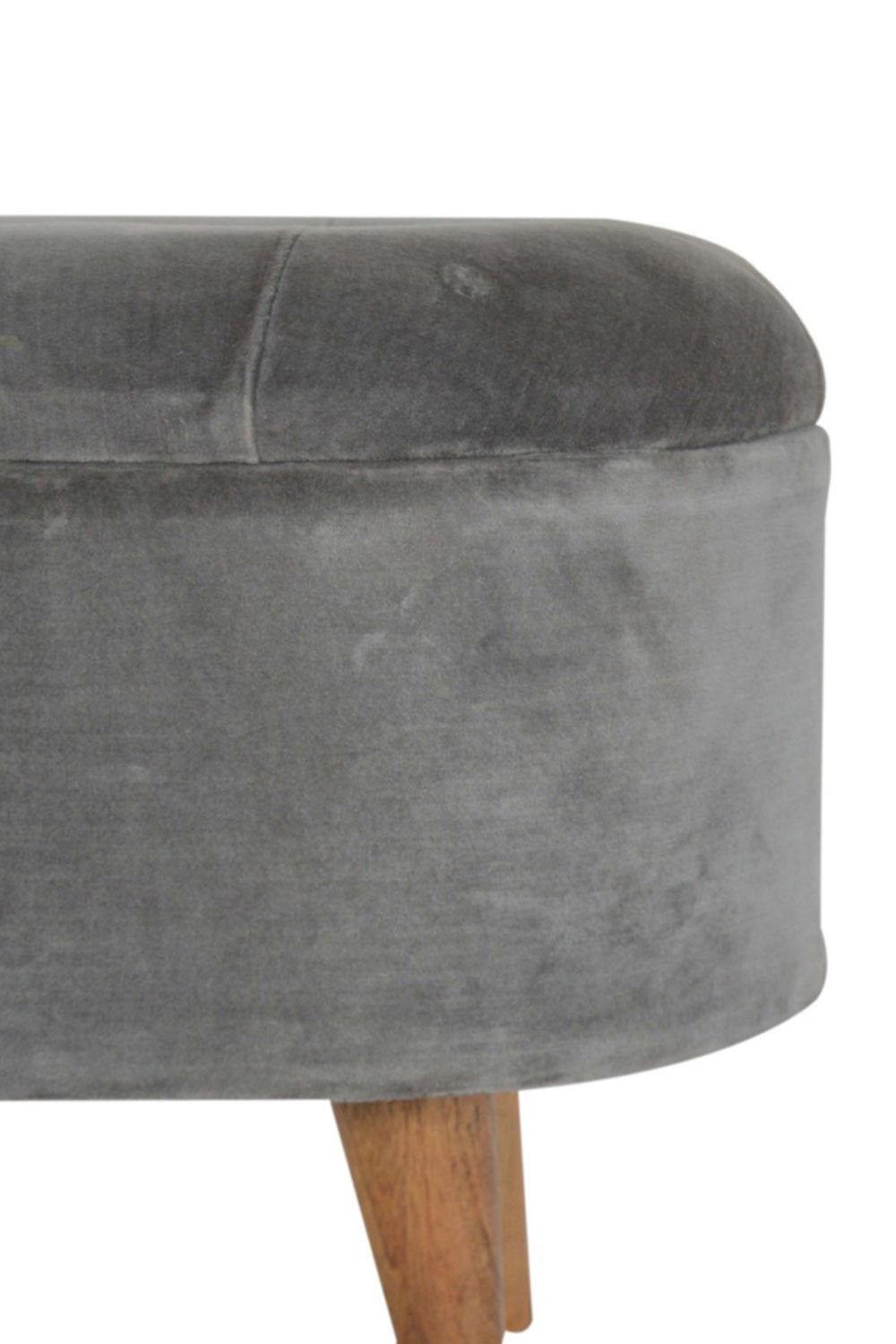 Artisan - Velvet Storage Footstool in Oblong Gray
