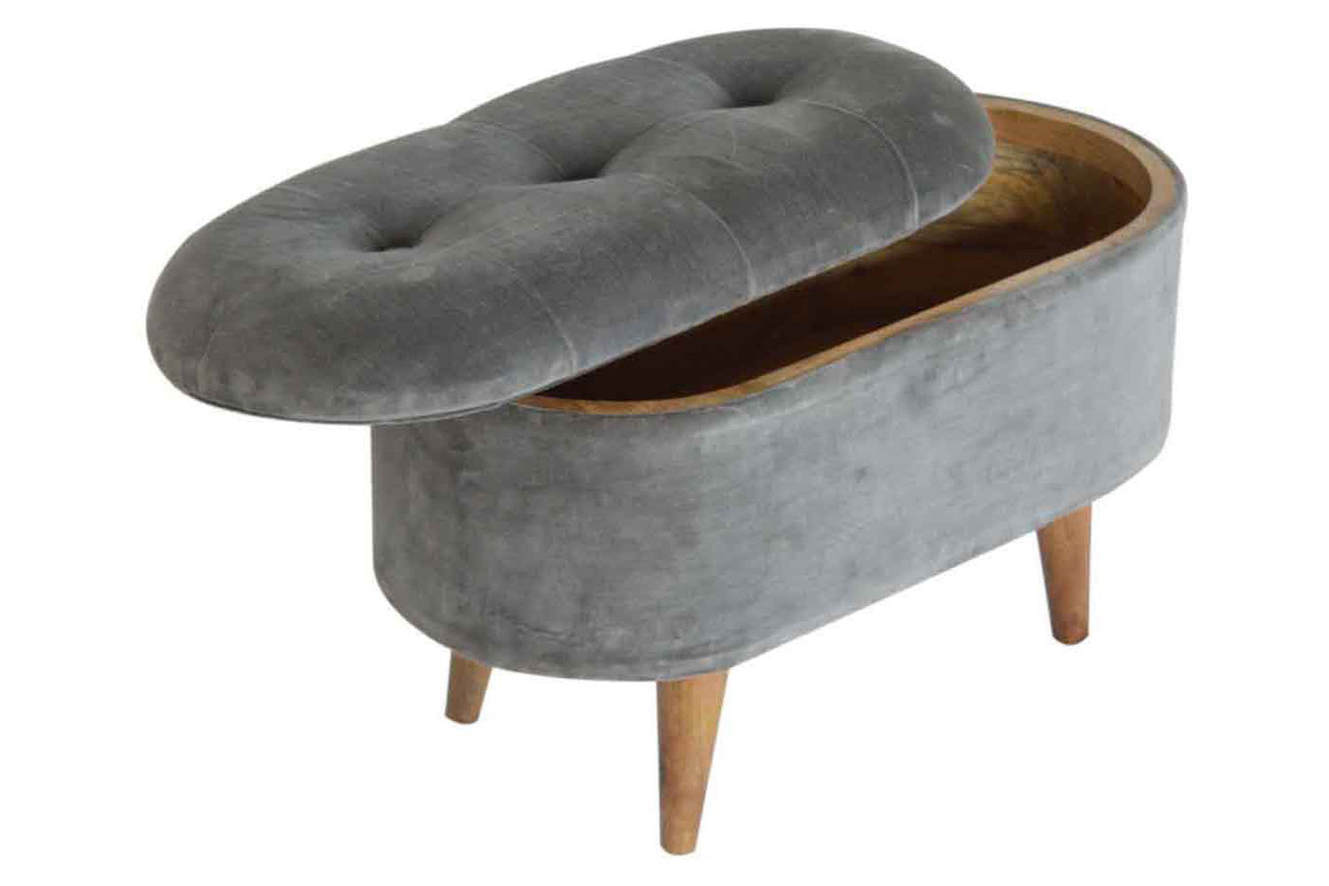 Artisan - Velvet Storage Footstool in Oblong Gray