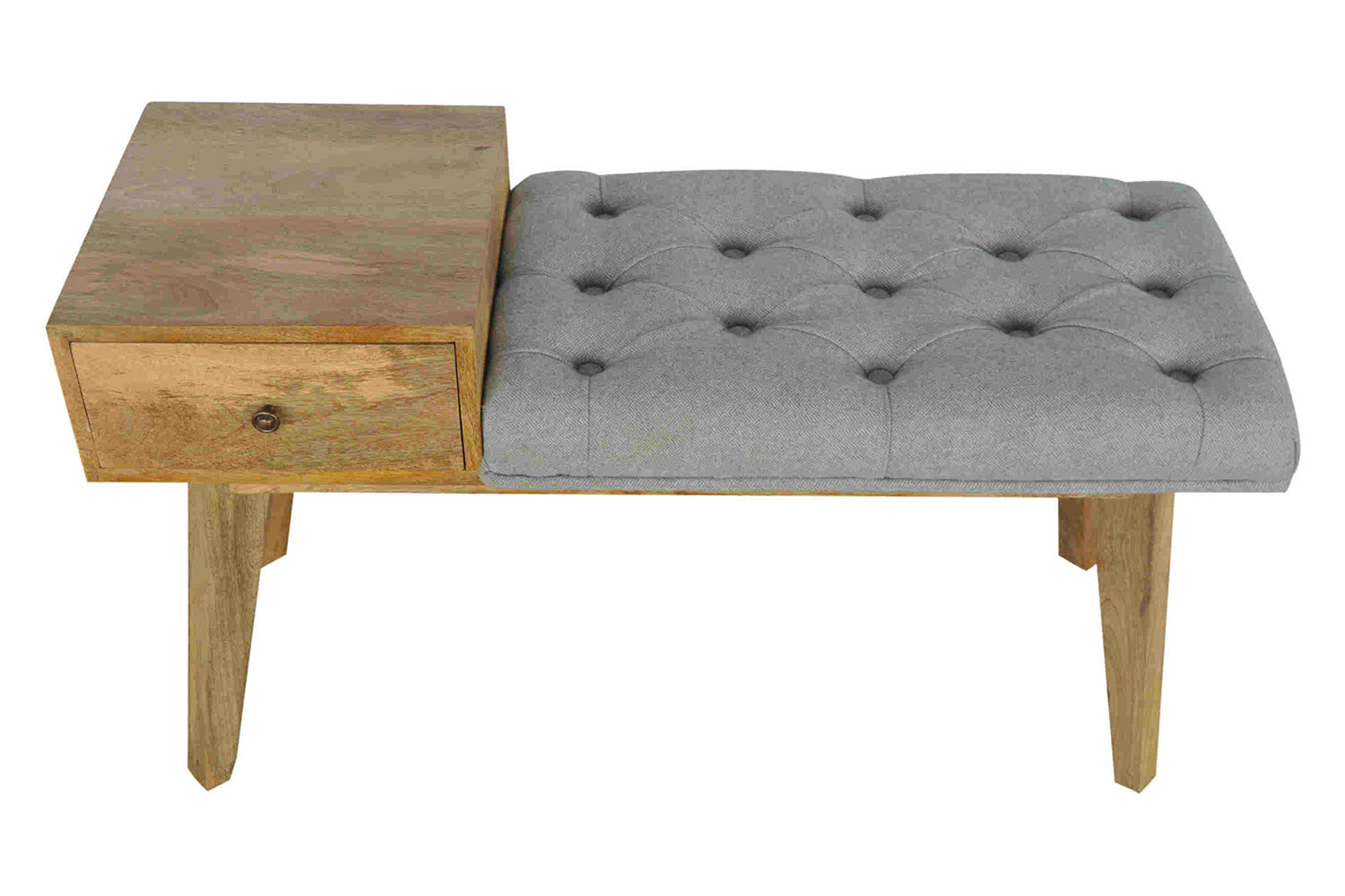 Artisan - Gray Tweed Bench with 1 Drawer