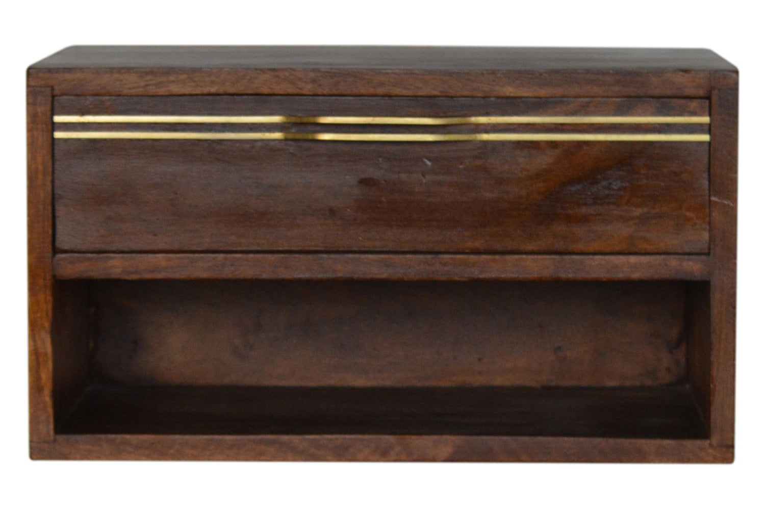 Artisan - Wall Mounted Brass Handle Bedside in Chestnut