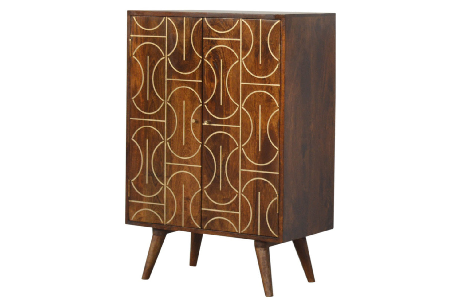 Artisan - Gold Inlay Abstract Cabinet in Chestnut