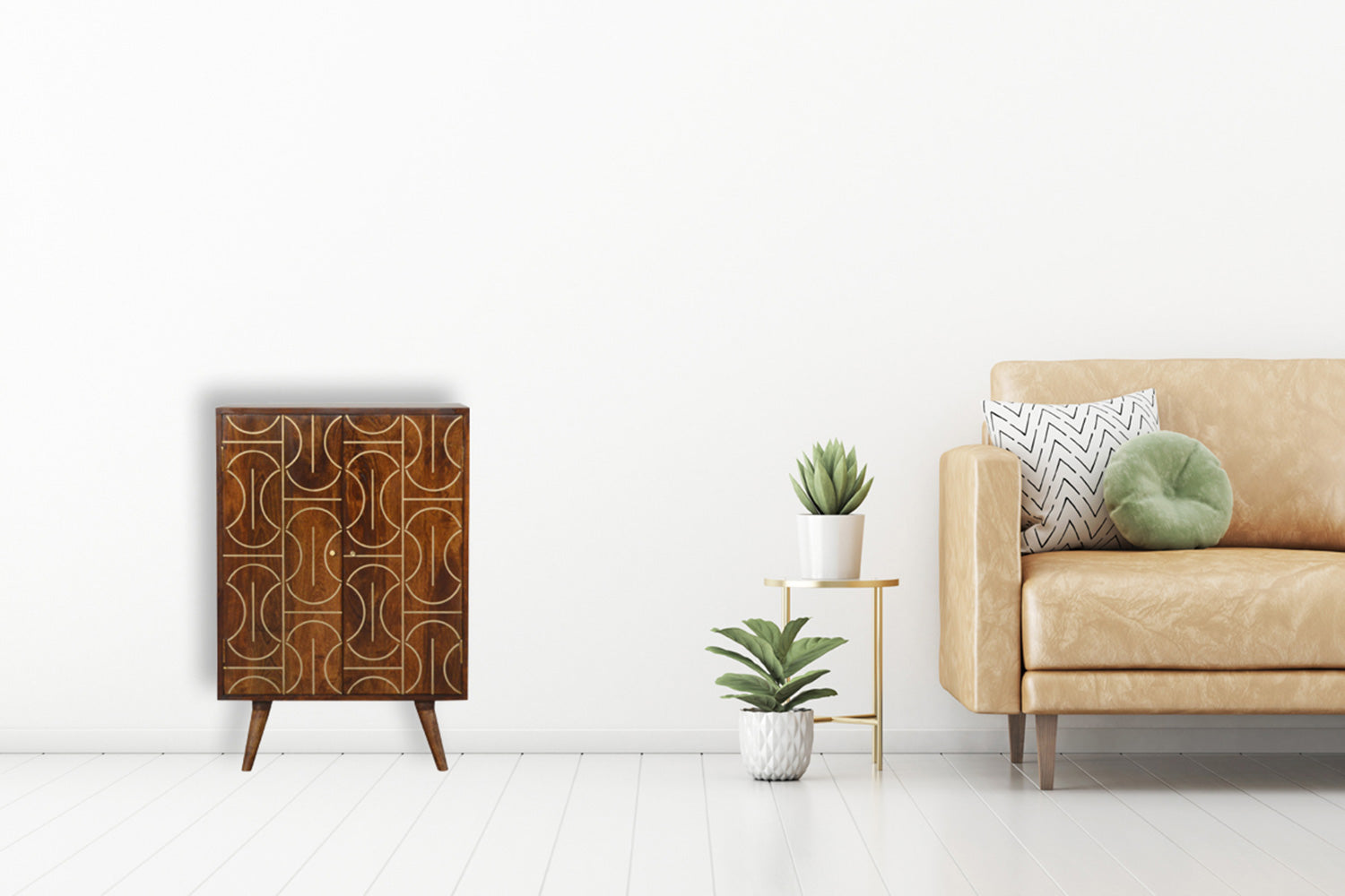 Artisan - Gold Inlay Abstract Cabinet in Chestnut