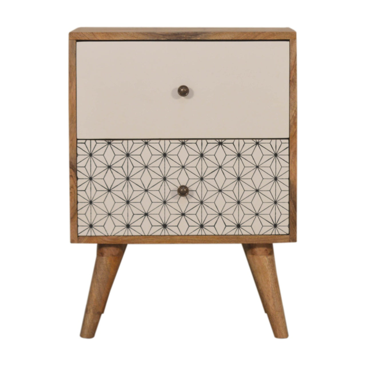 Artisan - Geo Screen Printed 2 Tone Nightstand