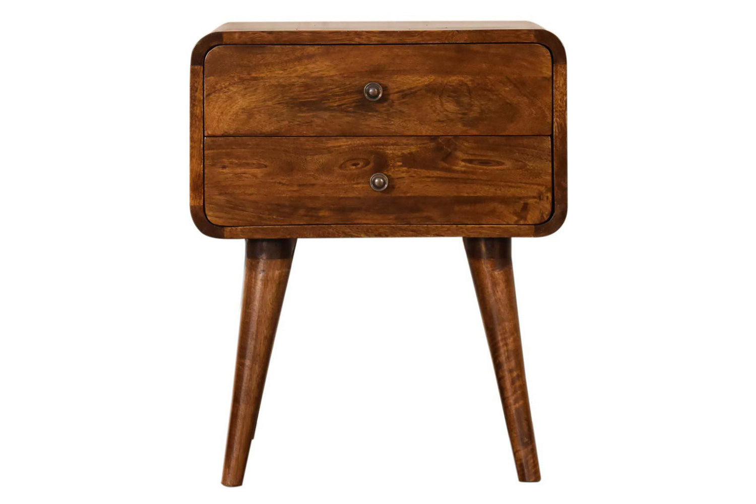 Artisan - Curved Bedside with Cable Access in Chestnut