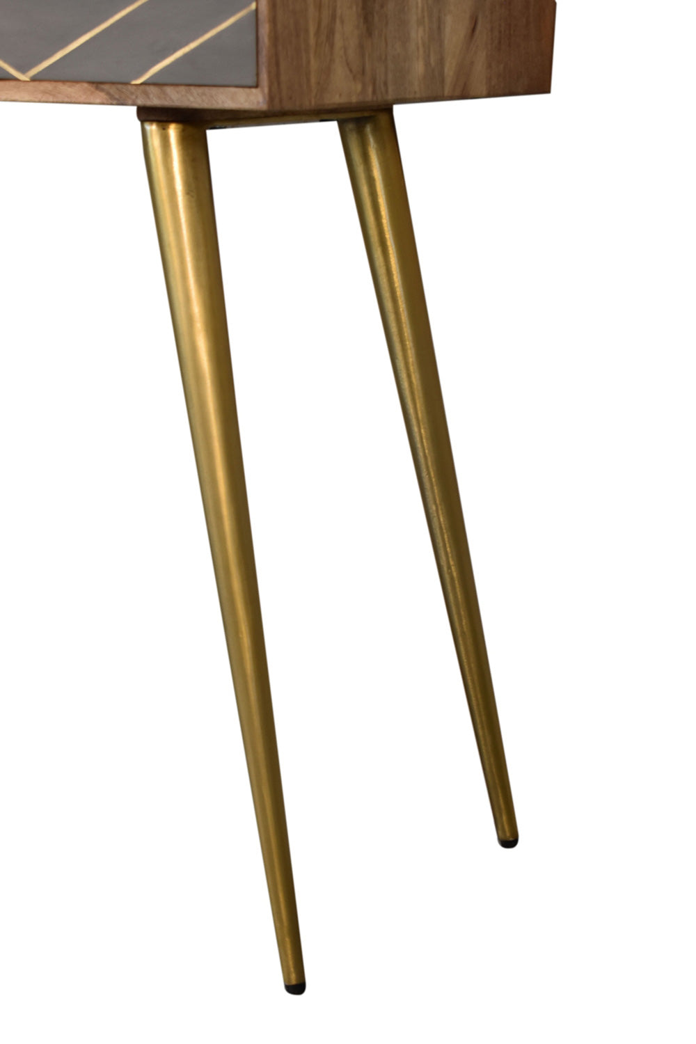 Artisan - Inlay Writing Desk with Cable Access in Sleek Cement Brass