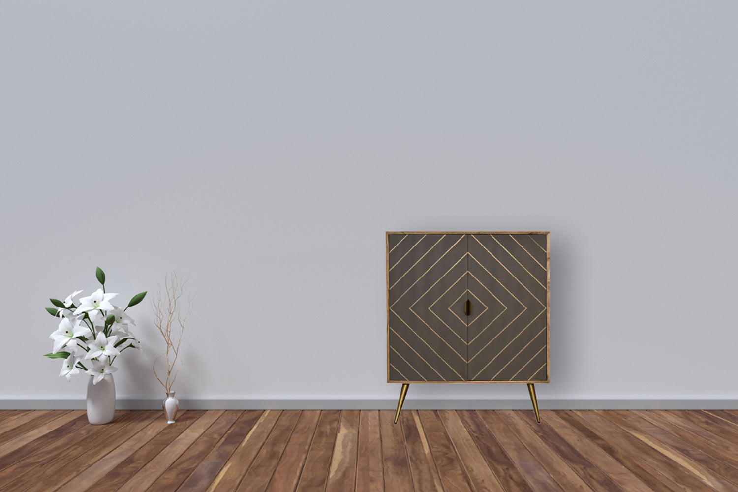 Artisan - Inlay Cabinet in Sleek Cement Brass