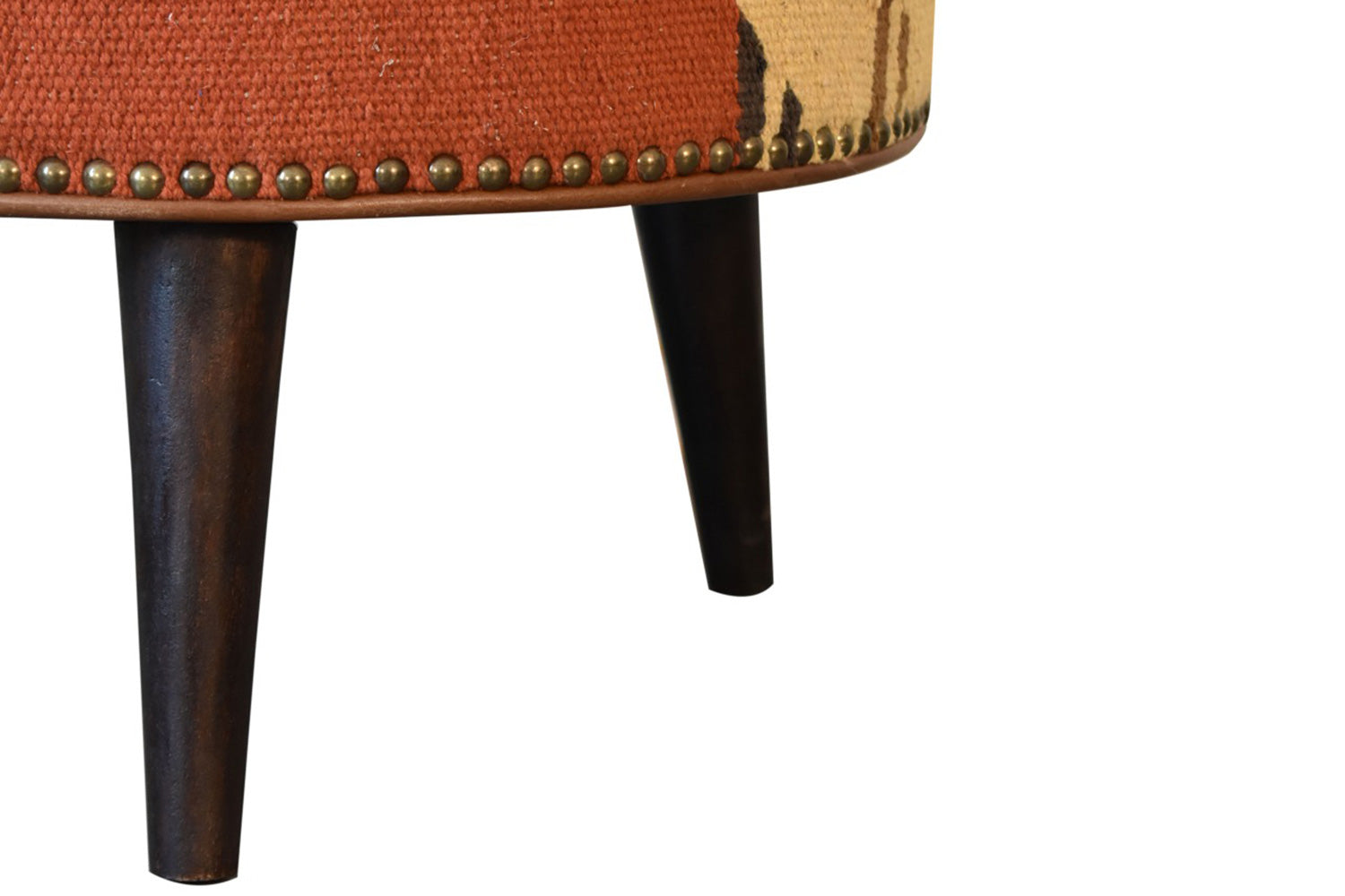 Artisan - Footstool with Base in Durrie/Leather