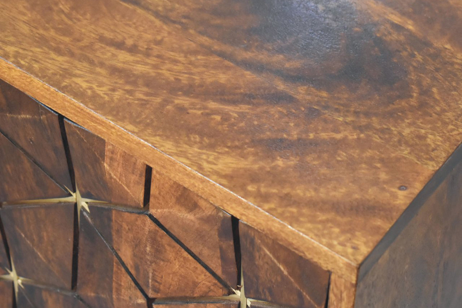 Artisan - Cubed Brass Inlay Cabinet in Chestnut