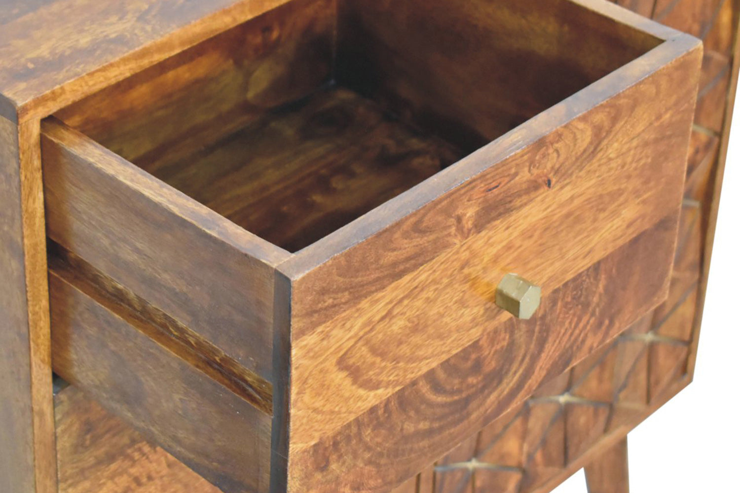 Artisan - Cubed Brass Inlay Cabinet in Chestnut