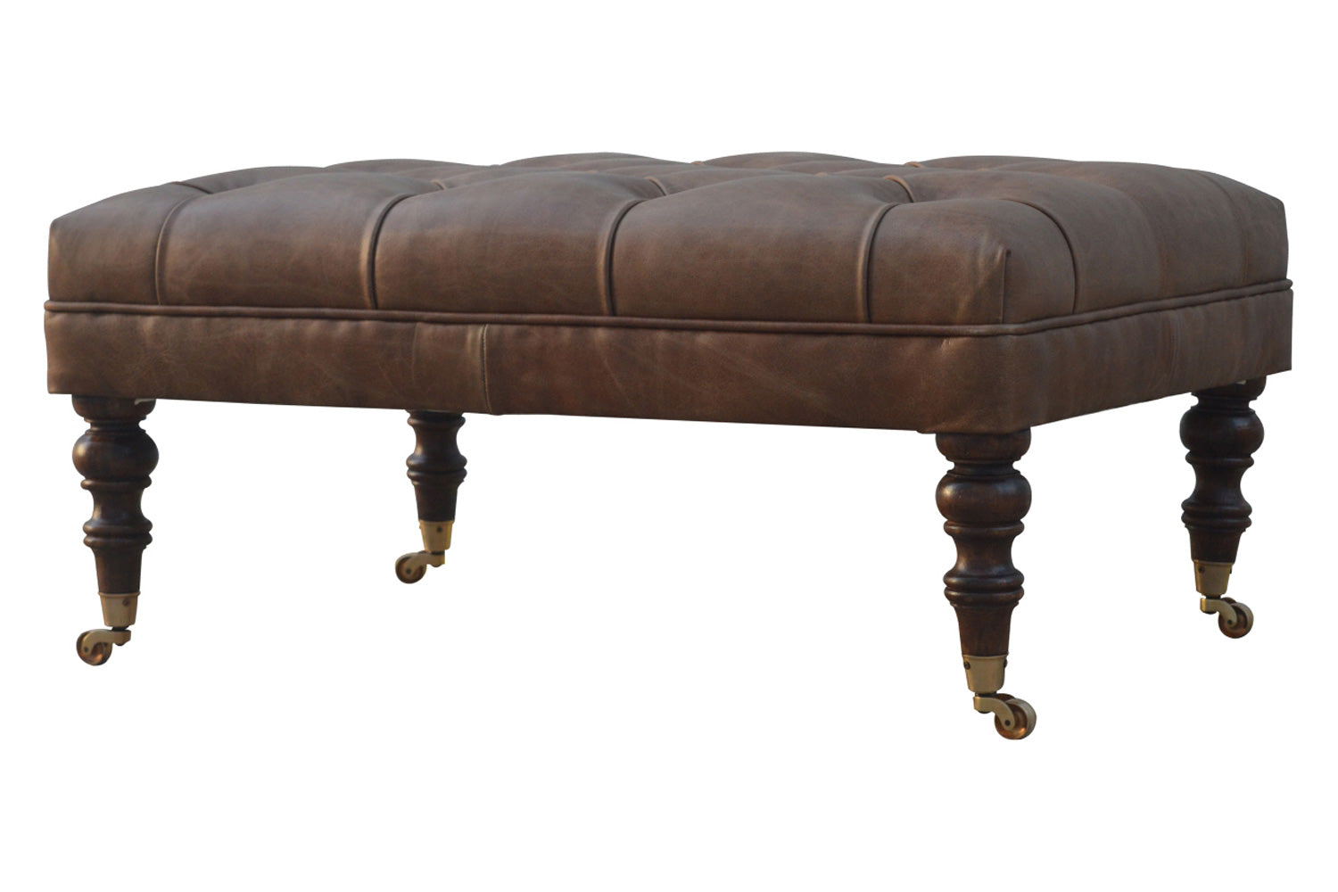 Artisan - Bench with Castor Legs in Buffalo Lether