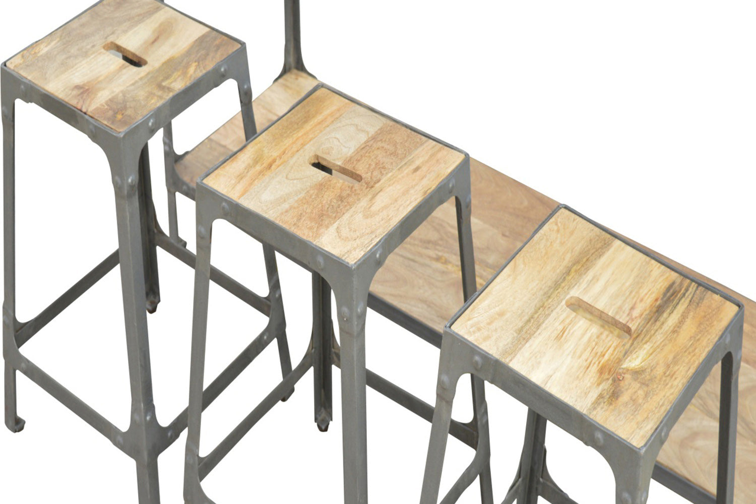 Artisan - Iron Kitchen Table with 3 Nesting Stools