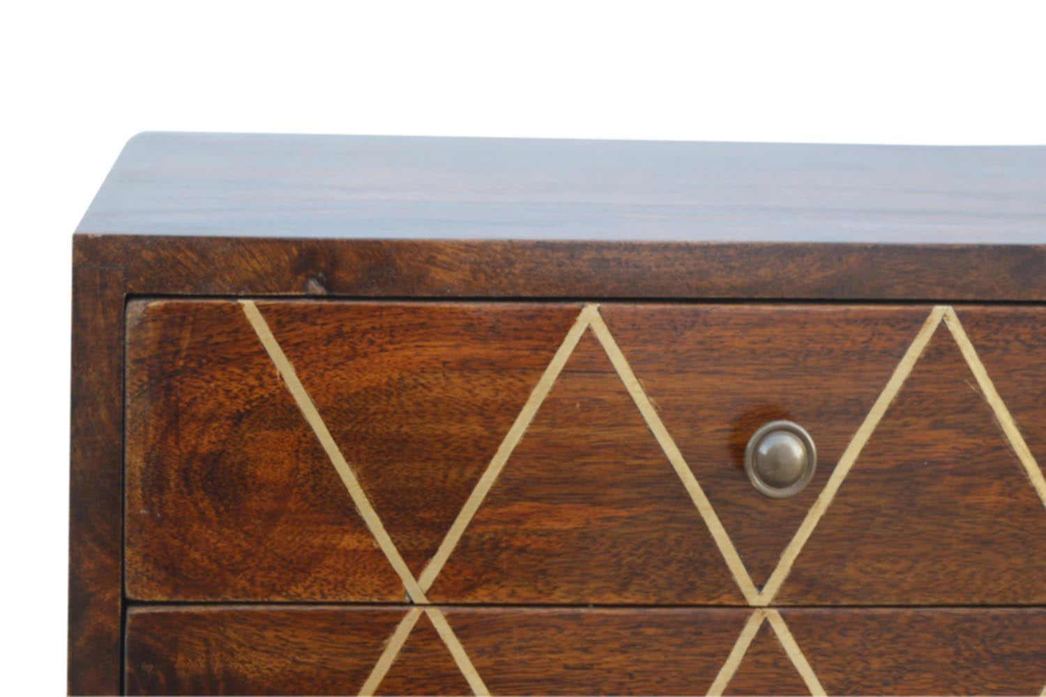 Artisan - Geometric Brass Inlay Bedside 2 Drawers