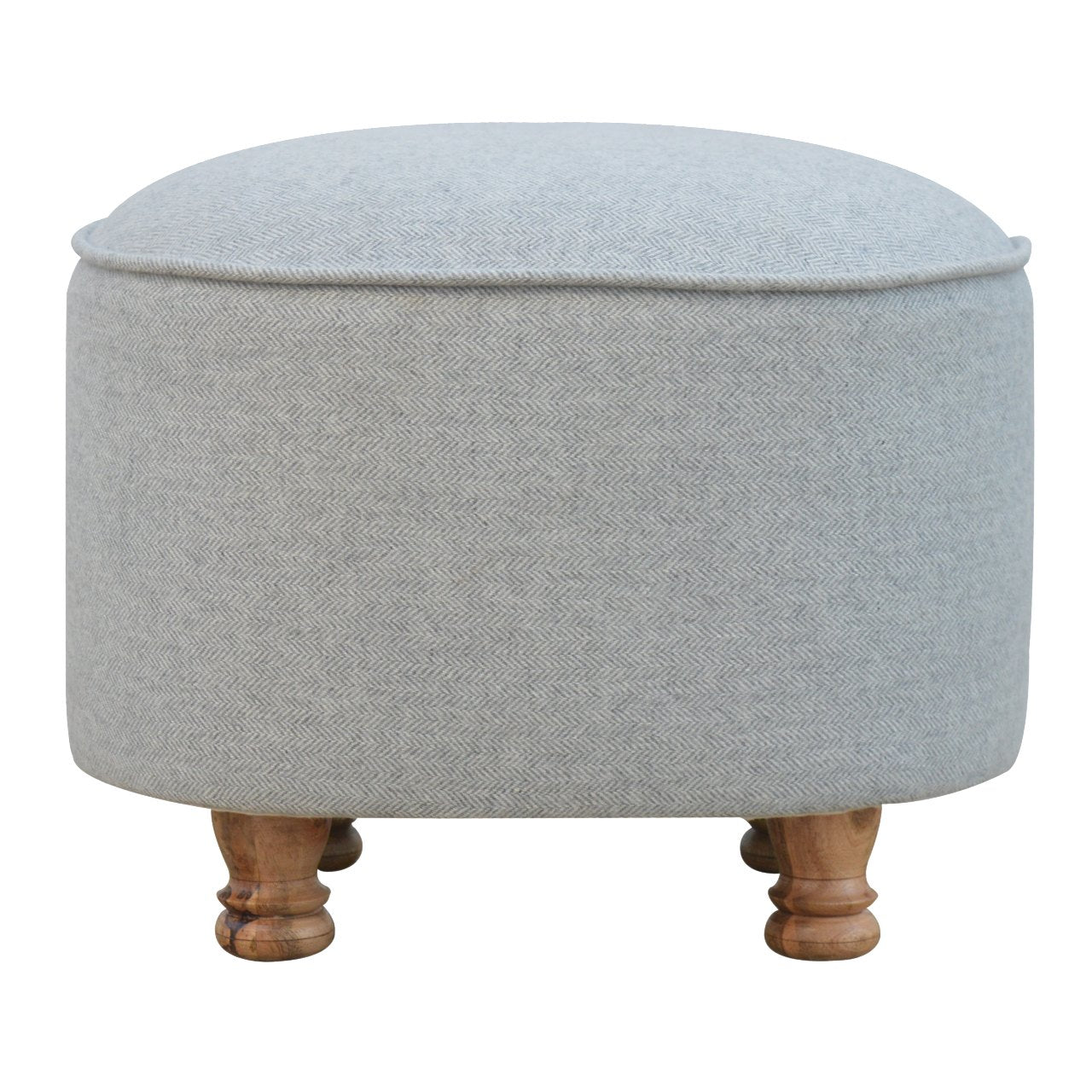 Artisan - Oval Footstool in Light Gray, Tweed