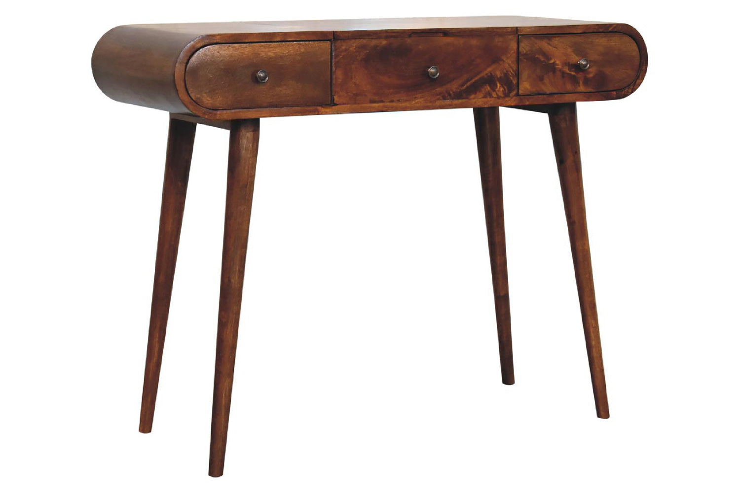 Artisan - Curved Dressing Table with Foldable Mirror in Chestnut