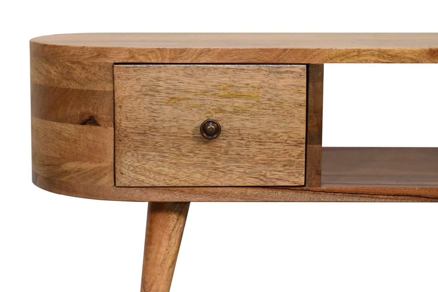Artisan - Rounded Mini Entertainment Unit in Oak-ish, Open Slot