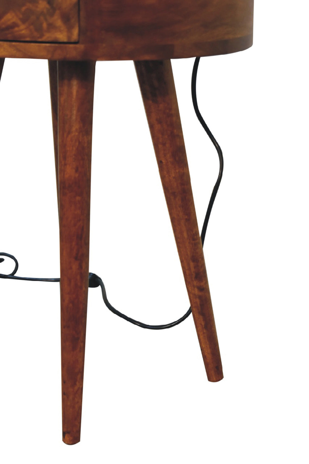Artisan - Single Rounded Bedside Table with Reading Light in Chestnut