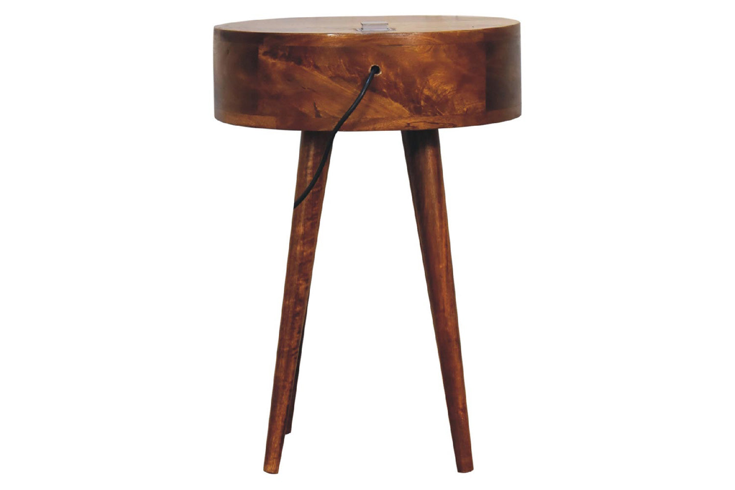 Artisan - Single Rounded Bedside Table with Reading Light in Chestnut