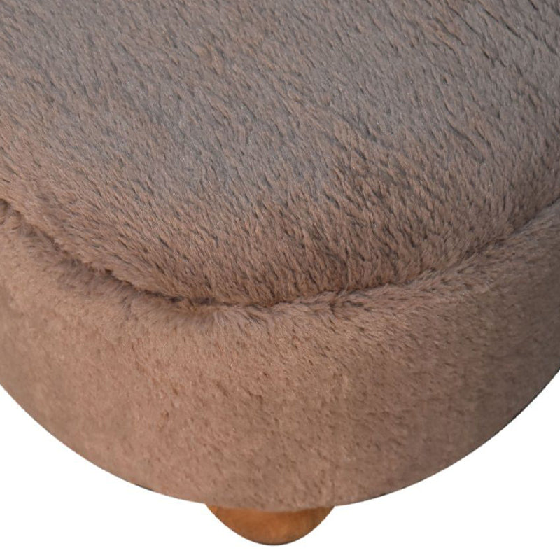 Artisan - Mocha Faux Fur Round Ball Footstool