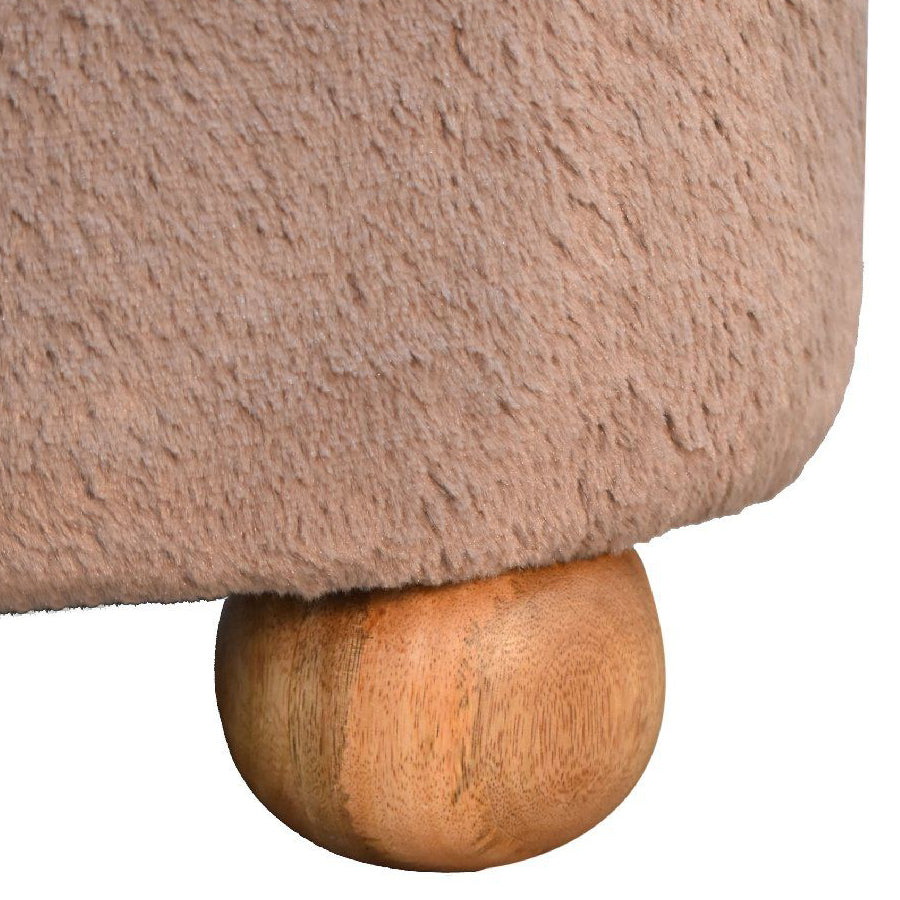 Artisan - Mocha Faux Fur Round Ball Footstool