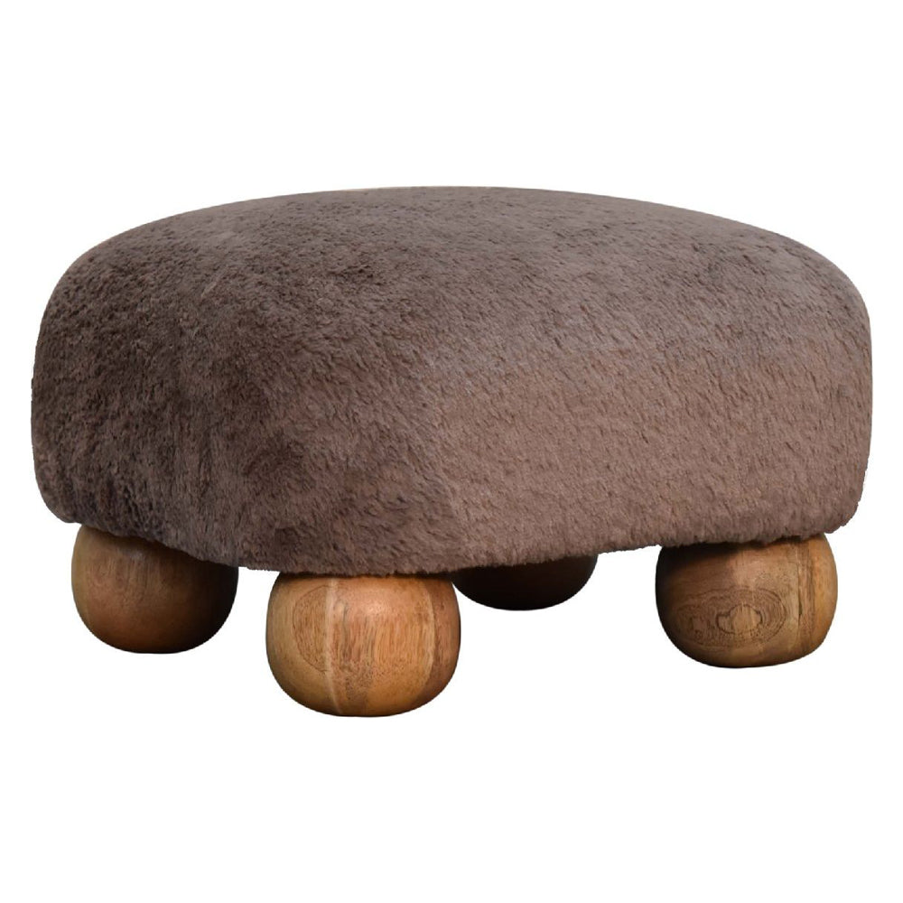 Artisan - Mocha Faux Fur Nordic Footstool