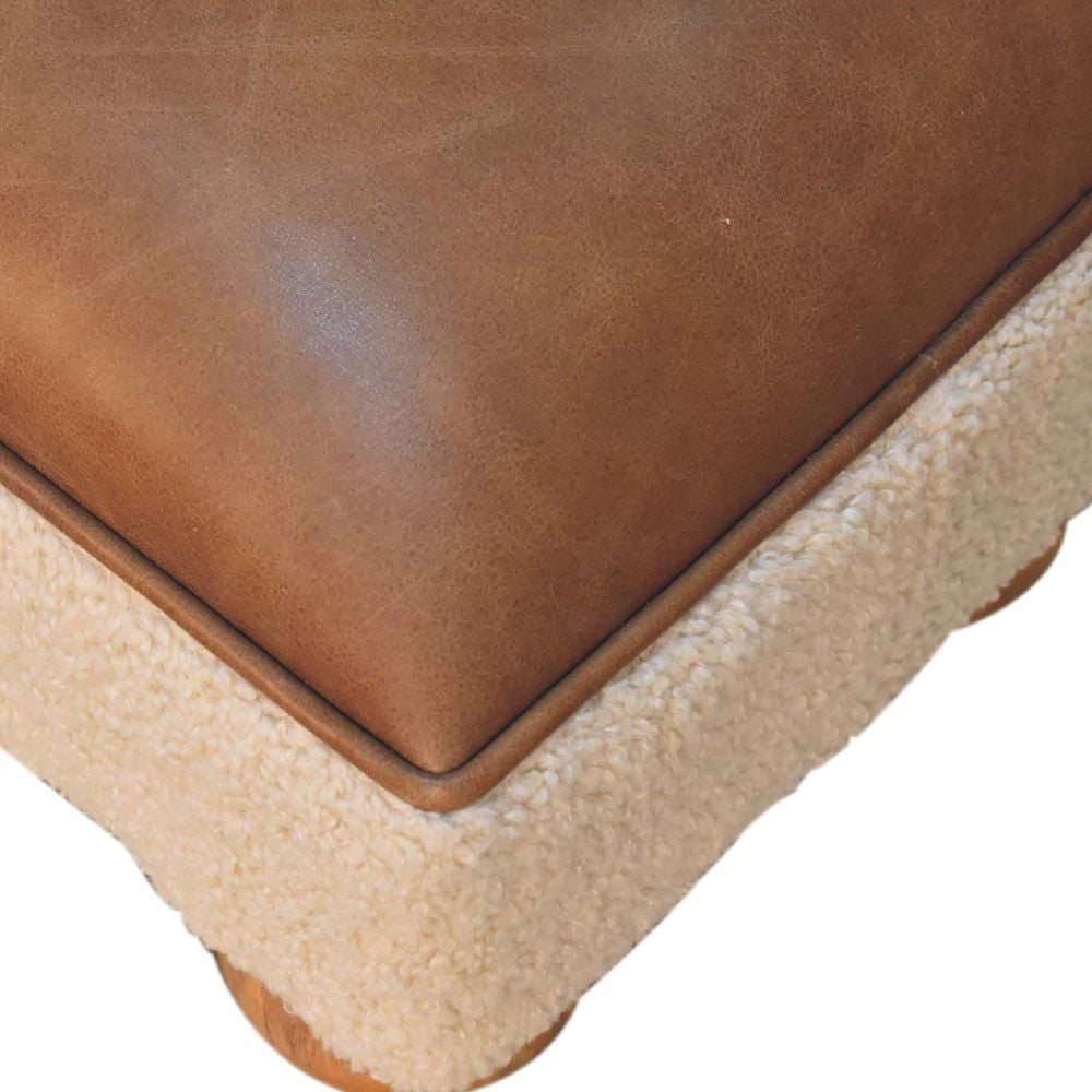 Artisan - Vintage Leather Boucle Ball Footstool