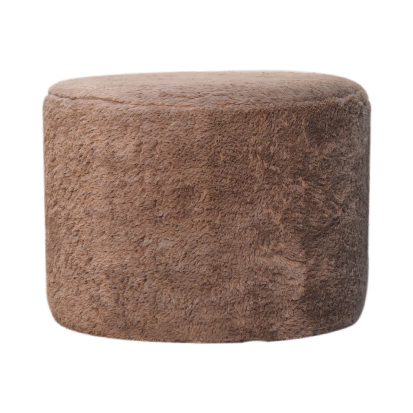 Artisan - Round Footstool in Mocha, Faux Fur