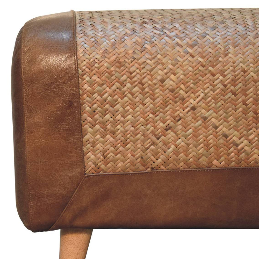Artisan - Large Seagrass Buffalo Hide Nordic Bench