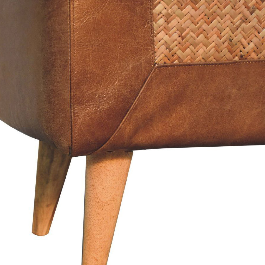 Artisan - Large Seagrass Buffalo Hide Nordic Bench