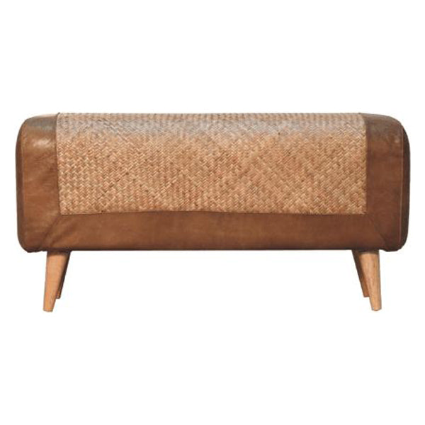 Artisan - Large Seagrass Buffalo Hide Nordic Bench