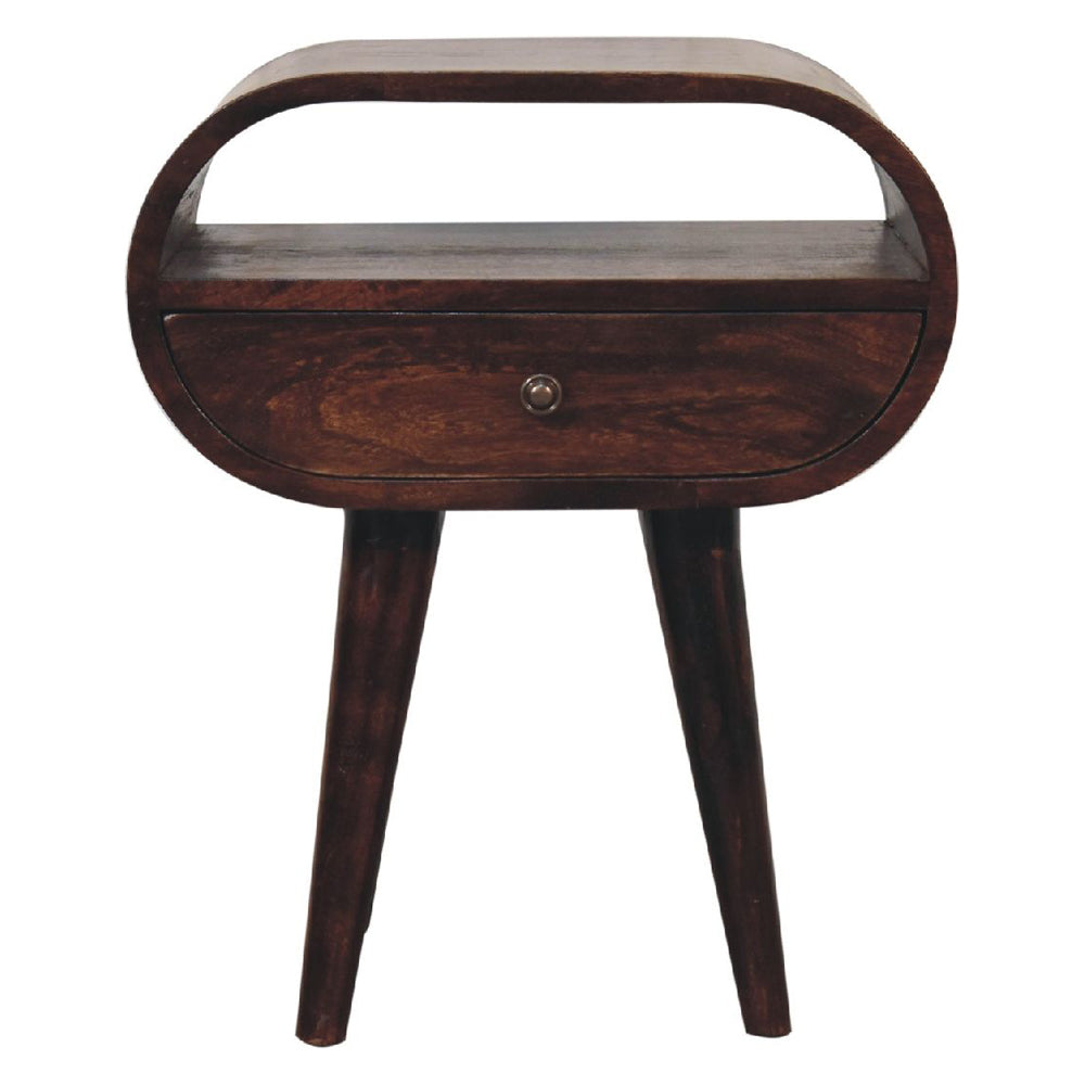 Artisan - Light Walnut Circular Nightstand With Open Slot