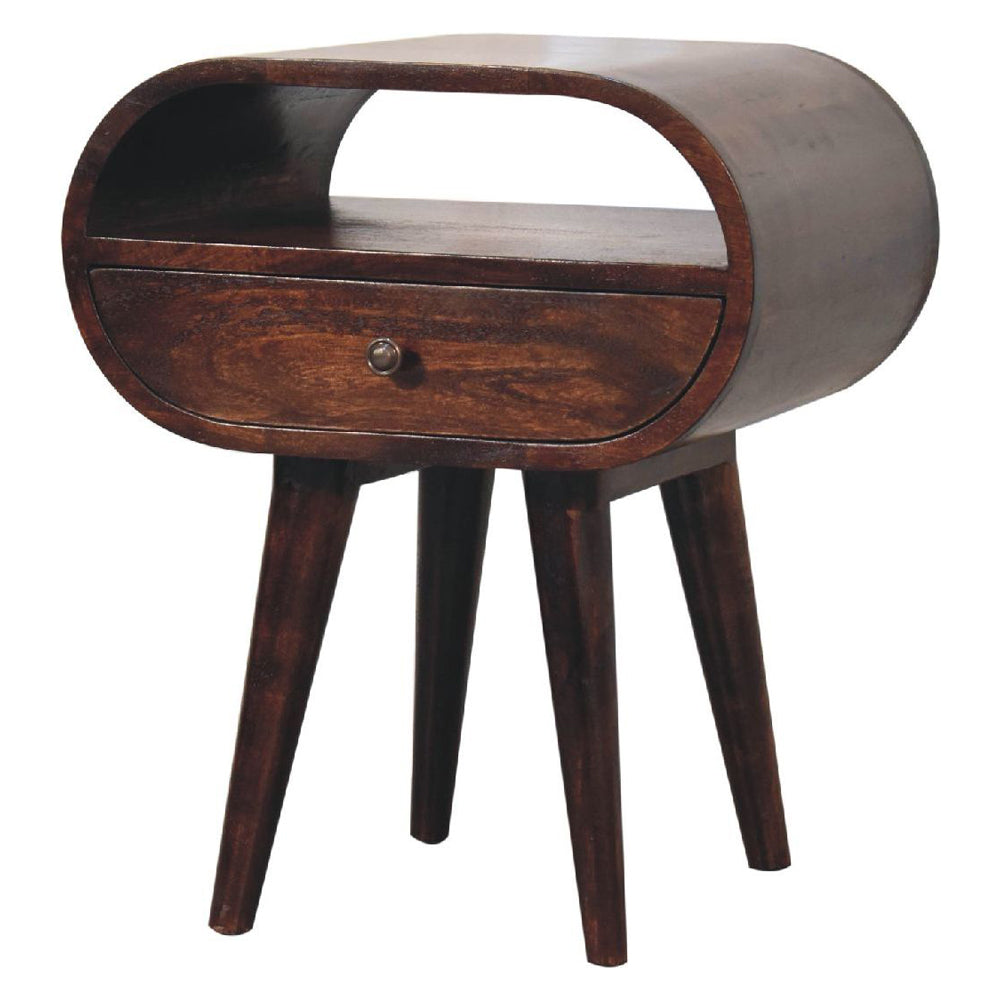 Artisan - Light Walnut Circular Nightstand With Open Slot