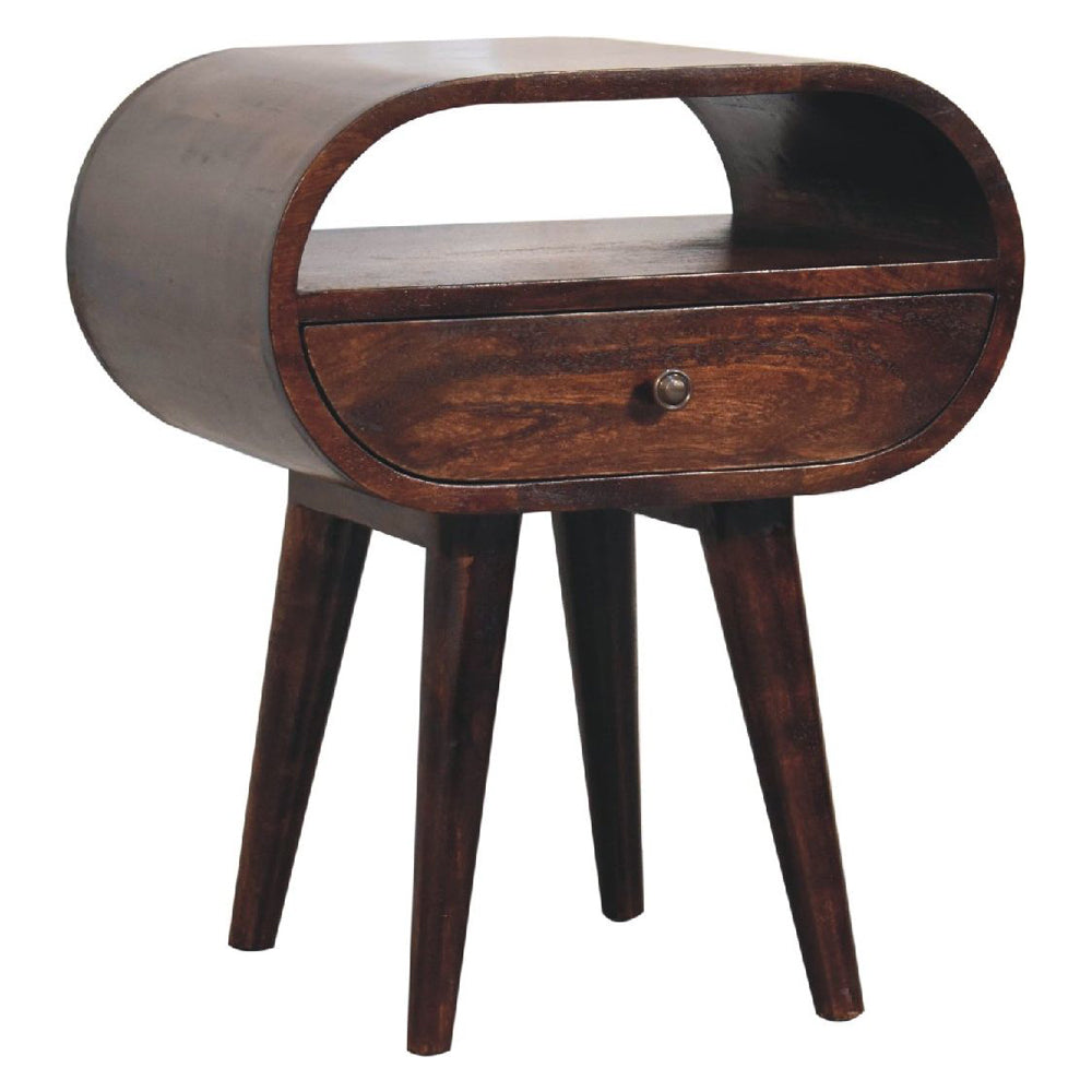 Artisan - Light Walnut Circular Nightstand With Open Slot