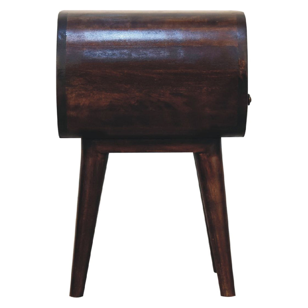 Artisan - Light Walnut Circular Nightstand With Open Slot