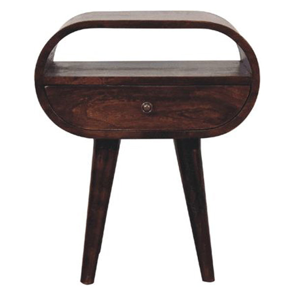 Artisan - Light Walnut Circular Nightstand With Open Slot