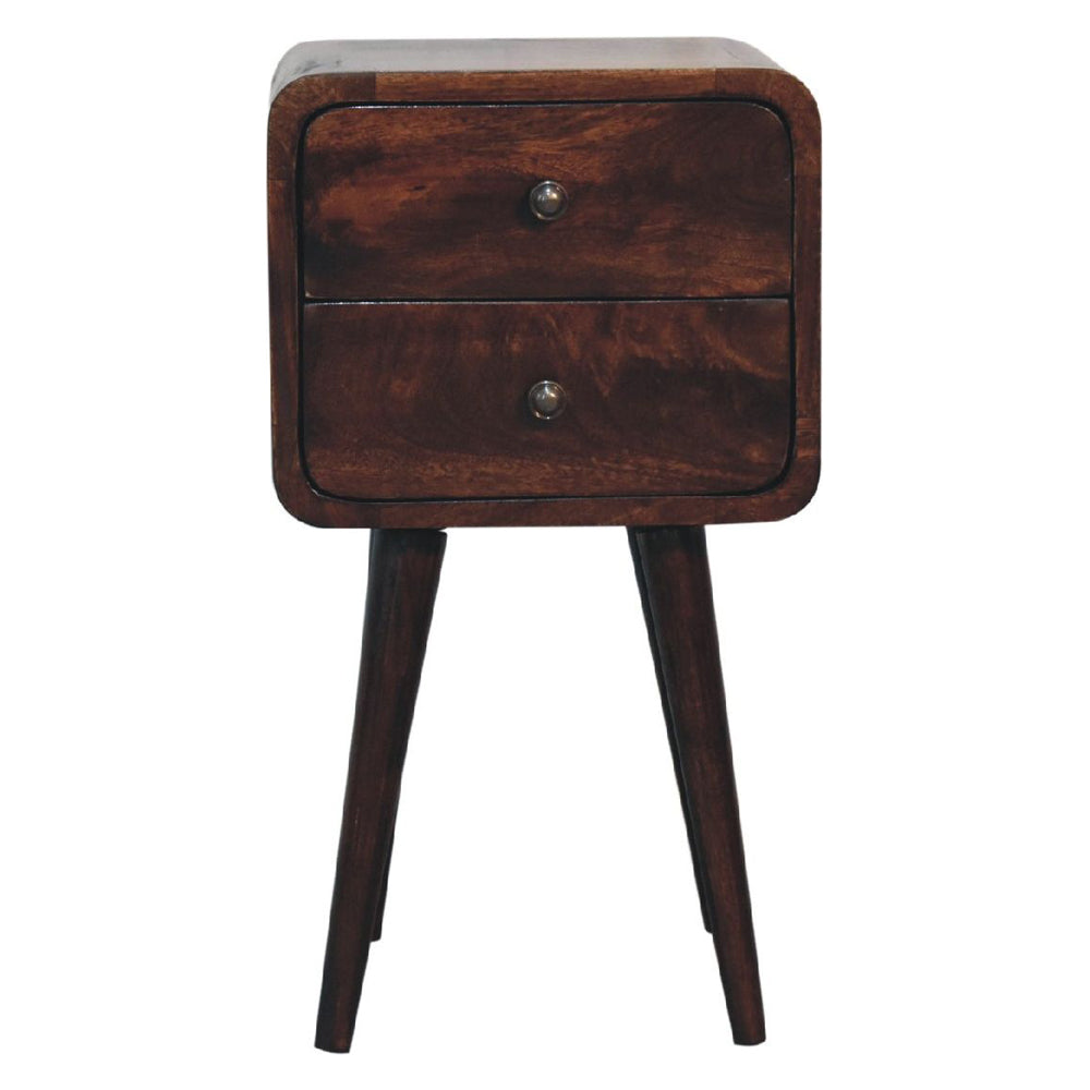 Artisan - Mini Light Walnut Curved Nightstand