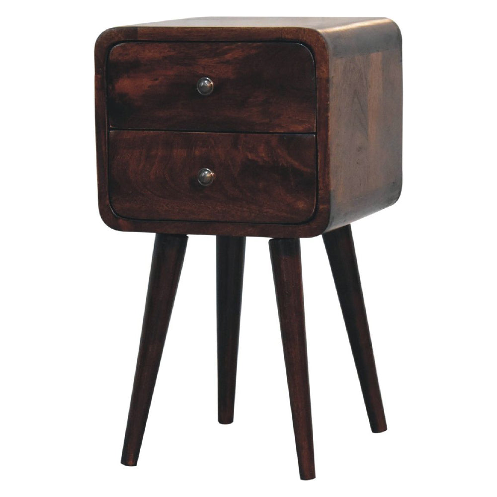 Artisan - Mini Light Walnut Curved Nightstand
