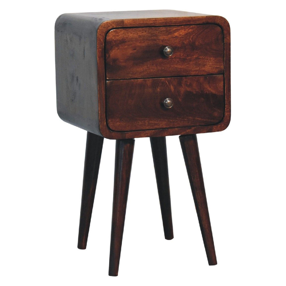 Artisan - Mini Light Walnut Curved Nightstand