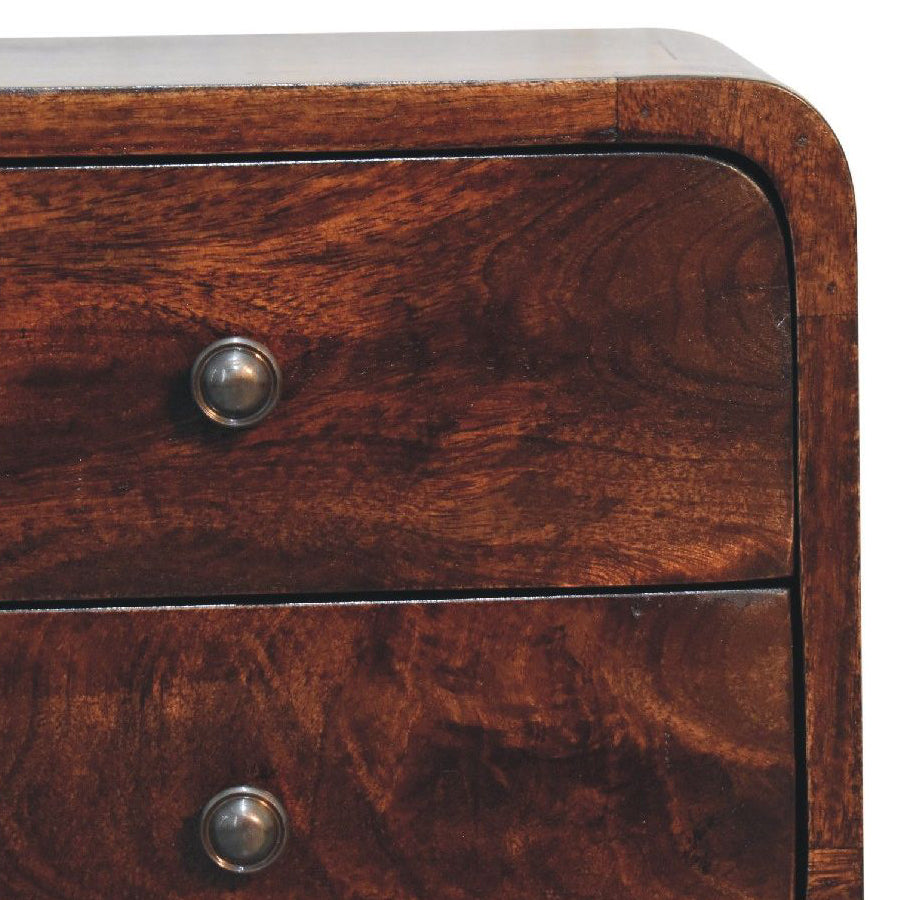 Artisan - Mini Light Walnut Curved Nightstand