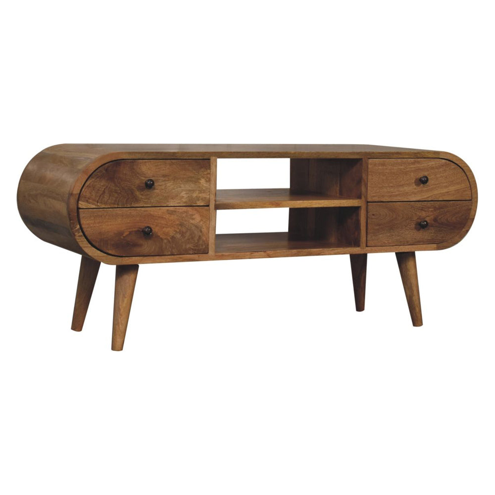 Artisan - Oak-Ish Circular Media Unit With 2 Open Slots