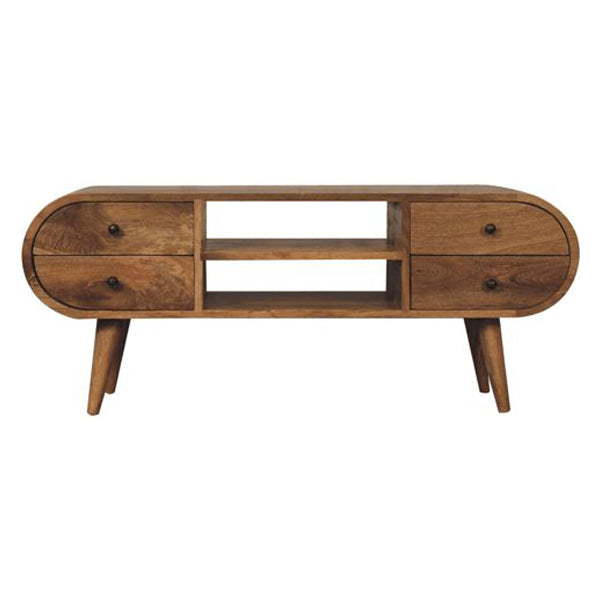 Artisan - Oak-Ish Circular Media Unit With 2 Open Slots
