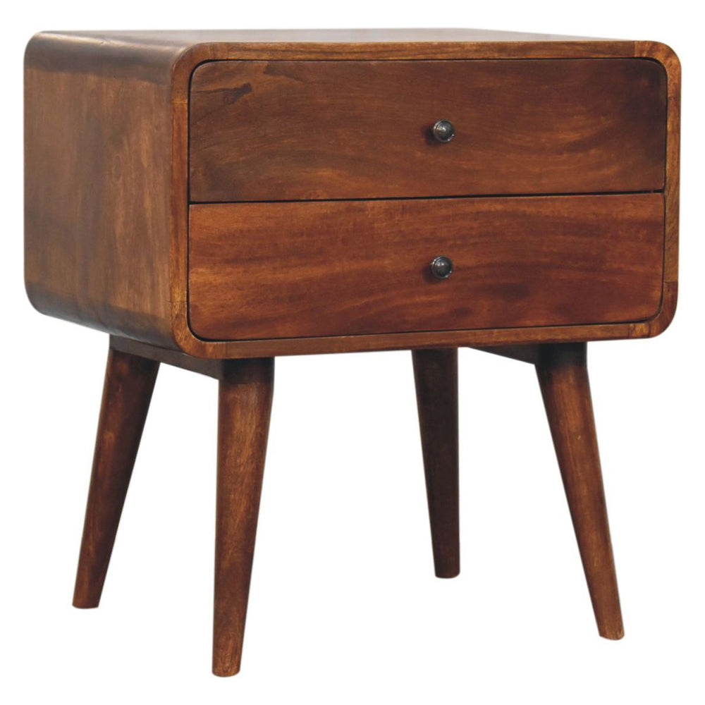 Artisan - Large Curved Chestnut Bedside
