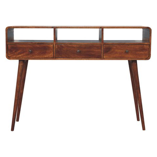 Artisan - Triple Curved Chestnut Console Table