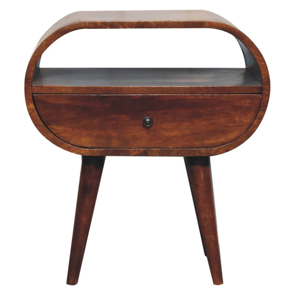 Artisan - Large Chestnut Circular Open Bedside