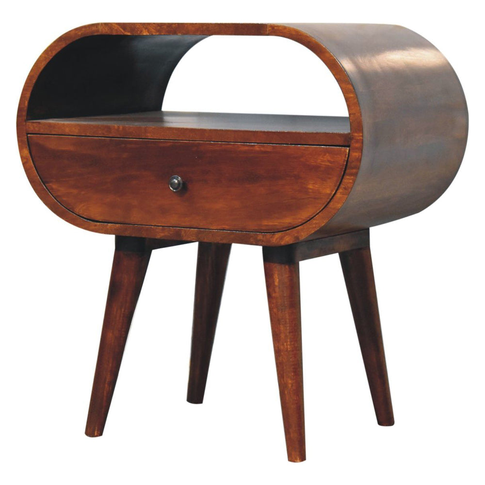 Artisan - Large Chestnut Circular Open Bedside