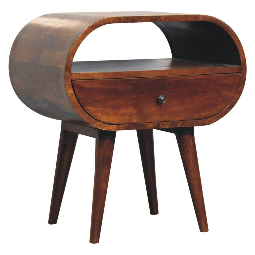 Artisan - Large Chestnut Circular Open Bedside