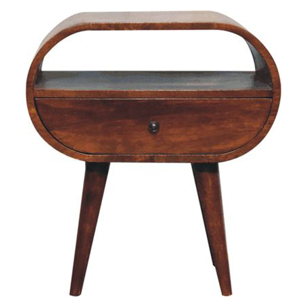 Artisan - Large Chestnut Circular Open Bedside