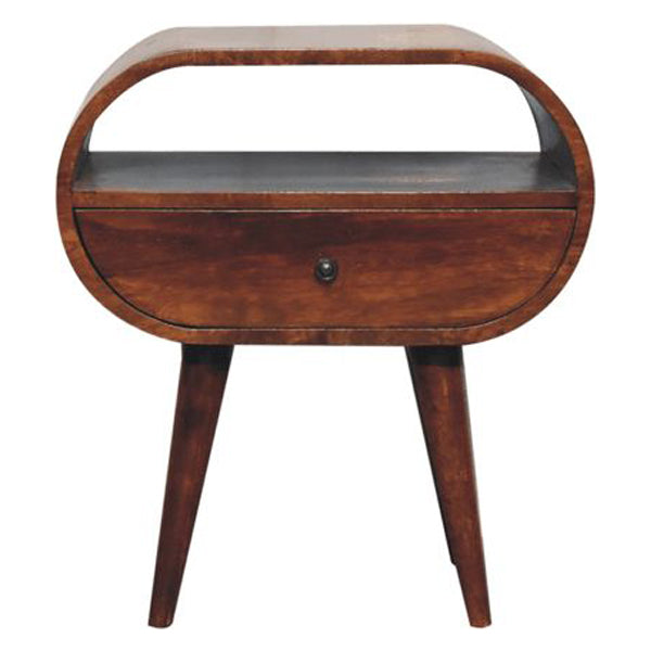 Artisan - Large Chestnut Circular Open Bedside